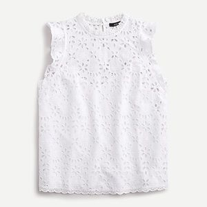 J.Crew Embroidered Eyelet White Top